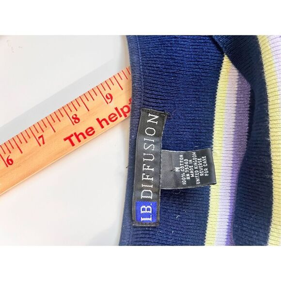 IB Diffusion Striped Knit Sweater   Navy knit sweater with horizontal stripes - Picture 6 of 6